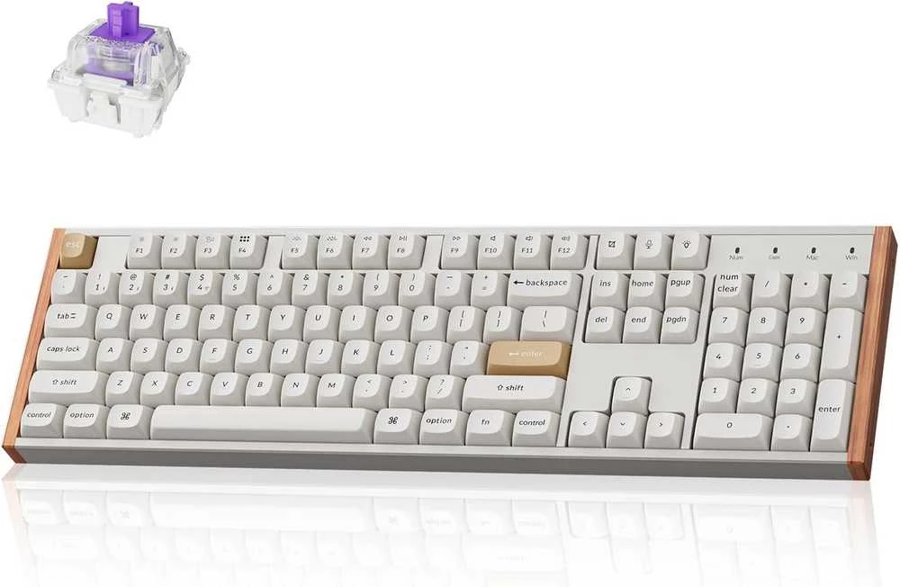 Keychron K10 HE Wireless (K10H-Q1) – US išdėstymas – Gateron Magnetic Nebula – Baltas (Balta) Magnetinė Belaidė Žaidimų Klaviatūra