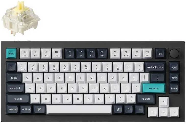 Klaviatūra Keychron Q1 Max 75% bananinis jungiklis anglies pluoštu, juodas