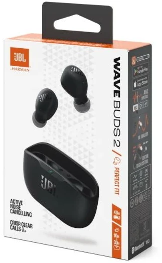 JBL Wave Buds 2 TWS belaidės ausinės, Juodos