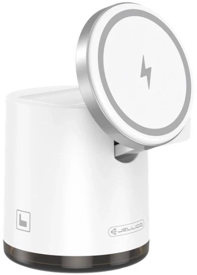 Jellico Charger Bezvadu lādētājs Jellico W22 4in1 Wireless charger Magsafe 15W iPhone + 3W Apple Watch + Airpods + Lamp Baltas 6974929205959