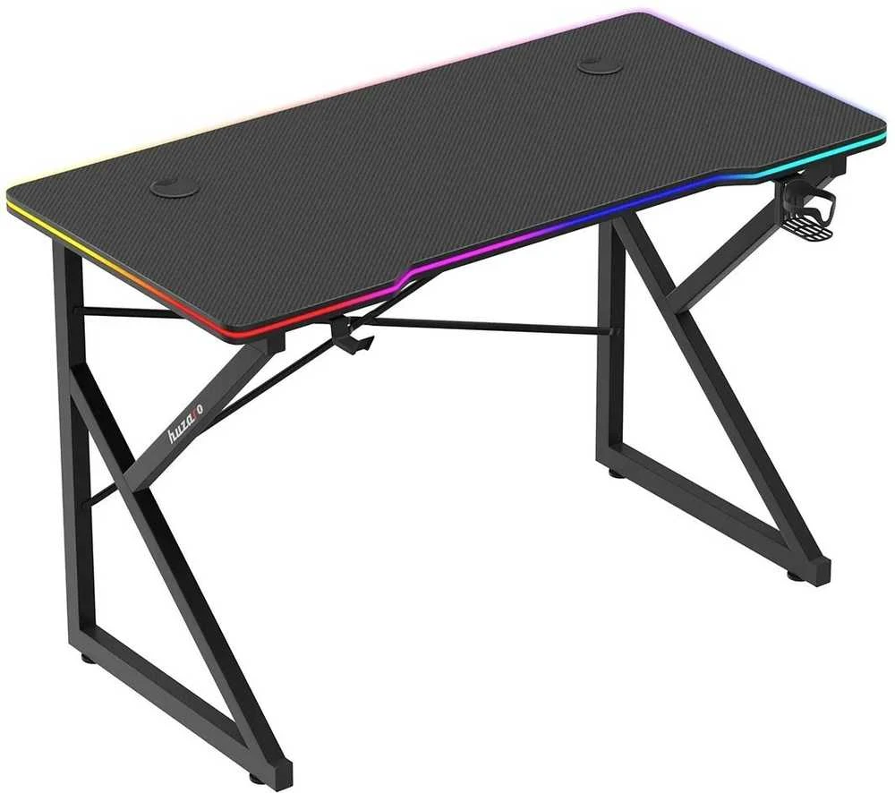 Žaidimų stalas „Huzaro Hero 1.7 RGB“, juodas