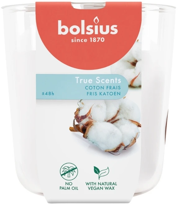 Žvakė, aromatinė Bolsius Crisp Cotton, 45 h, Balta