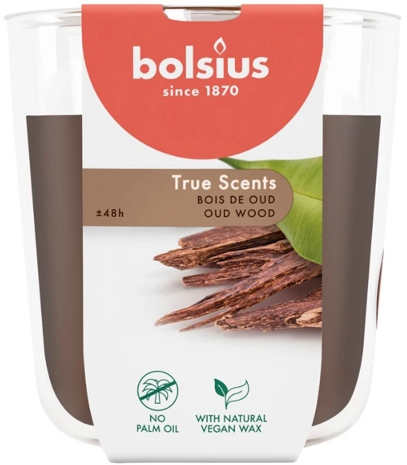 Žvakė, aromatinė Bolsius Calming Oudh, 45 h, Ruda