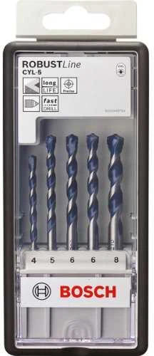 Bosch grąžtų betonui rinkinys ROBUST LINE CYL-5 4; 5; 6; 6; 8 mm, 5 vnt.
