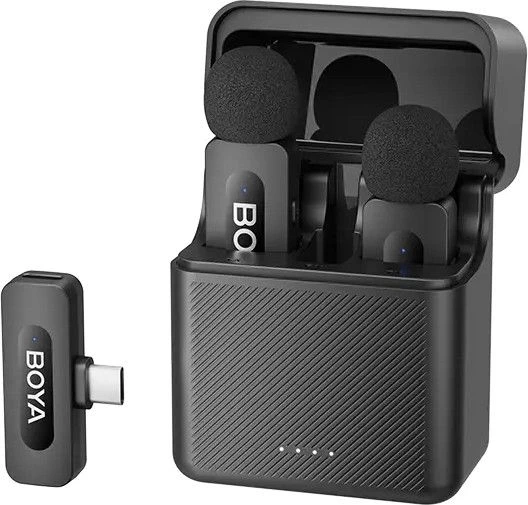 BOYA belaidis mikrofonas BY-V30 2.4GHz su 2 siųstuvais ir 1 imtuvu (C tipo) Juodas EU
