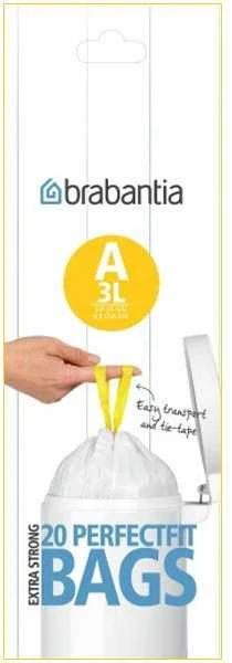Brabantia Šiukšlių maišai A 3-5L (rit. 20vnt.) - Baltas