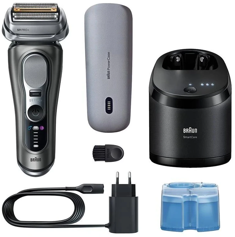 Braun 9675CC Barzdaskutė Series 9 PRO+ Clean&Charge +Power Case / pilkas