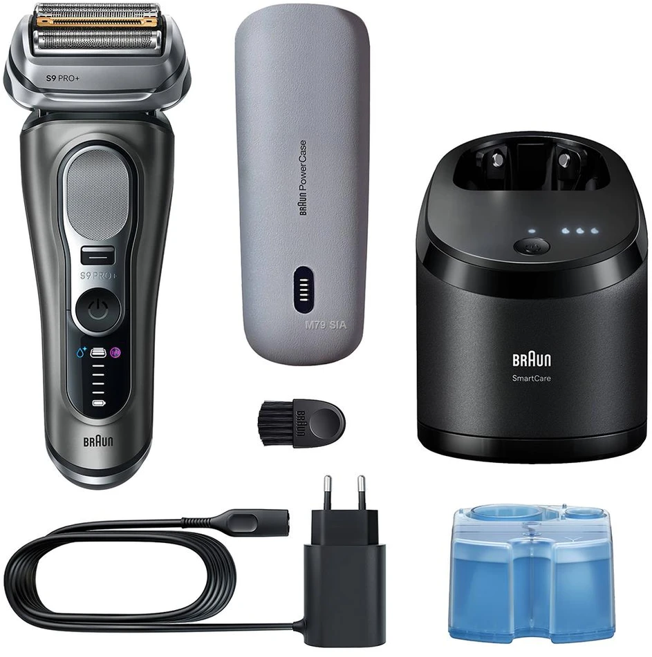 Braun 9675CC Barzdaskutė Series 9 PRO+ Clean&Charge +Power Case / pilkas