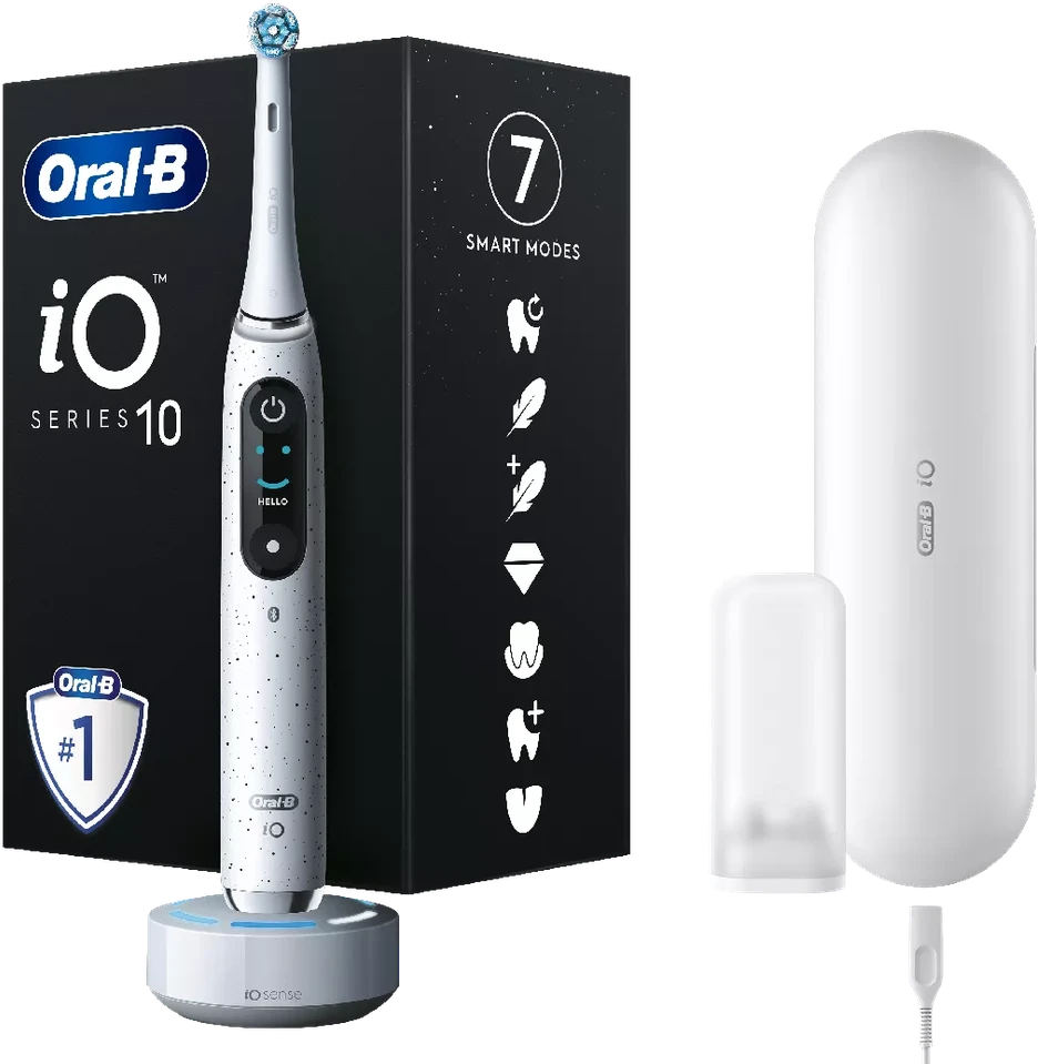 Elektrinis dantų šepetėlis Braun Oral-B iO Series 10, Baltos spalvos