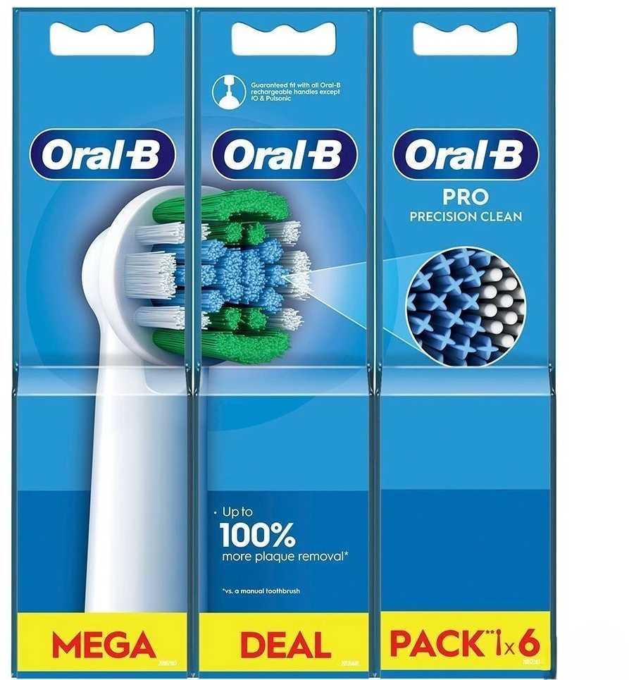 Braun Oral-B EB20-6 Precision Clean Pro Dantų Šepetėlio Galvutės, 6 Vnt.