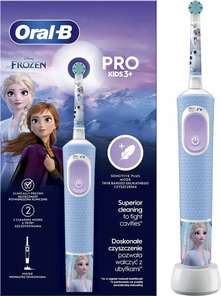 Oral-B | Elektrinis dantų šepetėlis | Vitality PRO Kids Frozen | Įkraunamas | For kids | Šepetėlių skaičius galvutės įeina 1 | Number of teeth brushing modes 2 | Mėlyna