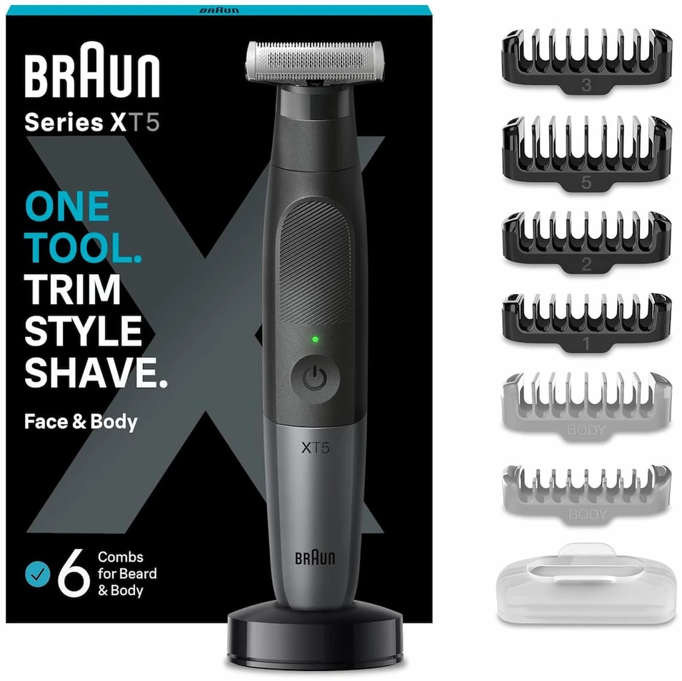 Barzdaskutė Skustuvas Braun serija XT5300 veidui + kūnui + kelionėms