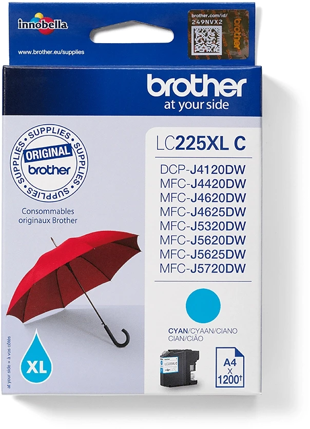 Brother LC-225XLC | Rašalo kasetė | Žydra spalva