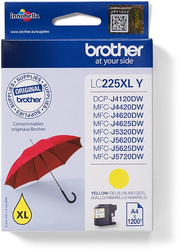 Brother rašalas LC225XLY XL Geltonas Originalus 1 vnt.