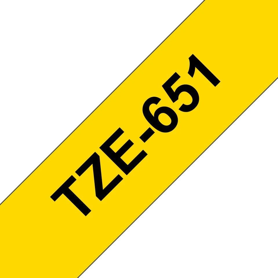 Brother | TZe-651 Laminated Tape | Juodas On Geltona | TZe | 8 m | 2.4 cm