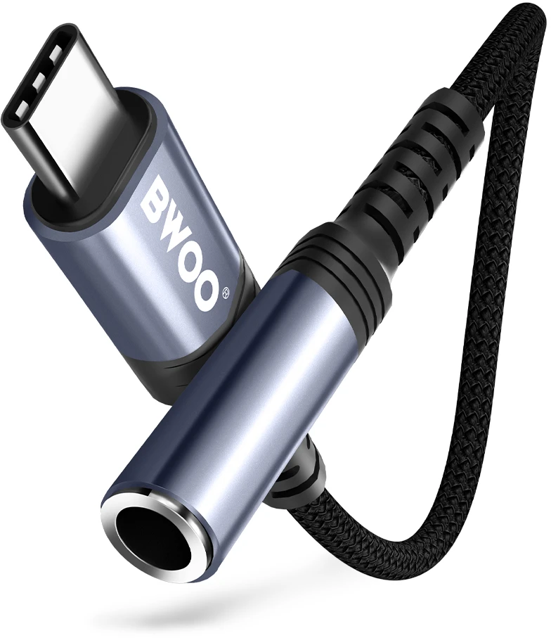 BWOO garso adapterio kabelis BZ47 aux 3,5 mm į USB-C juodas