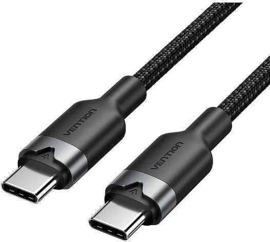 „Vention“ USB-C–C laidas, pintas, 3A, 480 Mbps, 60 W, 1 m, baltos spalvos