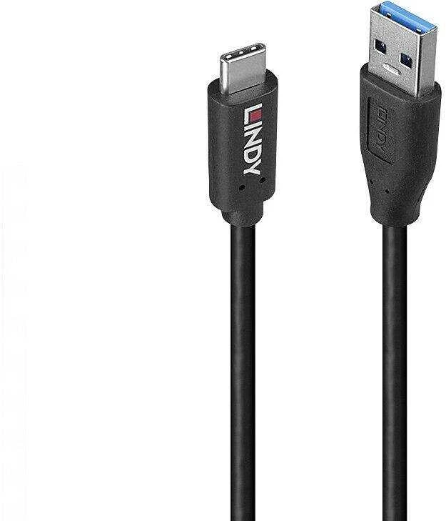 USB Kabelis - LINDY 0.5m USB 3.2 Type A to C 10Gbps TPE Juodas