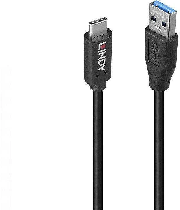 USB Kabelis - LINDY USB 3.2 Type A į C Laidas, M/M, GRS, 10Gbps, 15W TPE, 1m, Juodas
