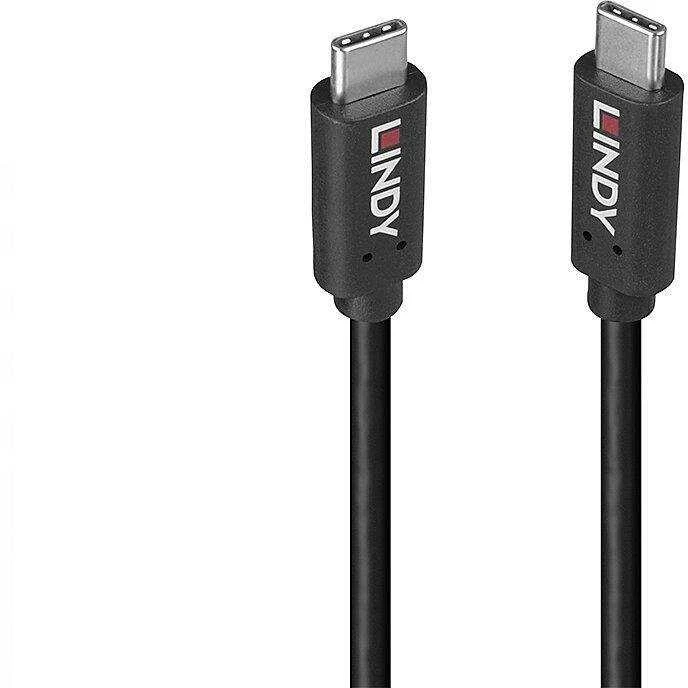 USB Kabelis - LINDY 0.5m USB 3.2 Type C 20Gbps 100W PD perdirbtas TPE
