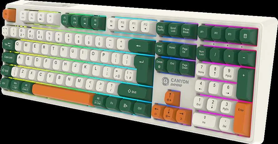 CANYON klaviatūra Shadder GKW-11 Mech RGB UK/US Wireless Baltas