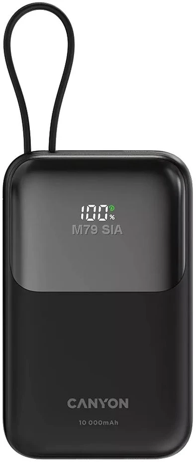 CANYON maitinimo blokas OnPower 101 įmontuotas kabelis 10000 mAh PD22.5W juodas