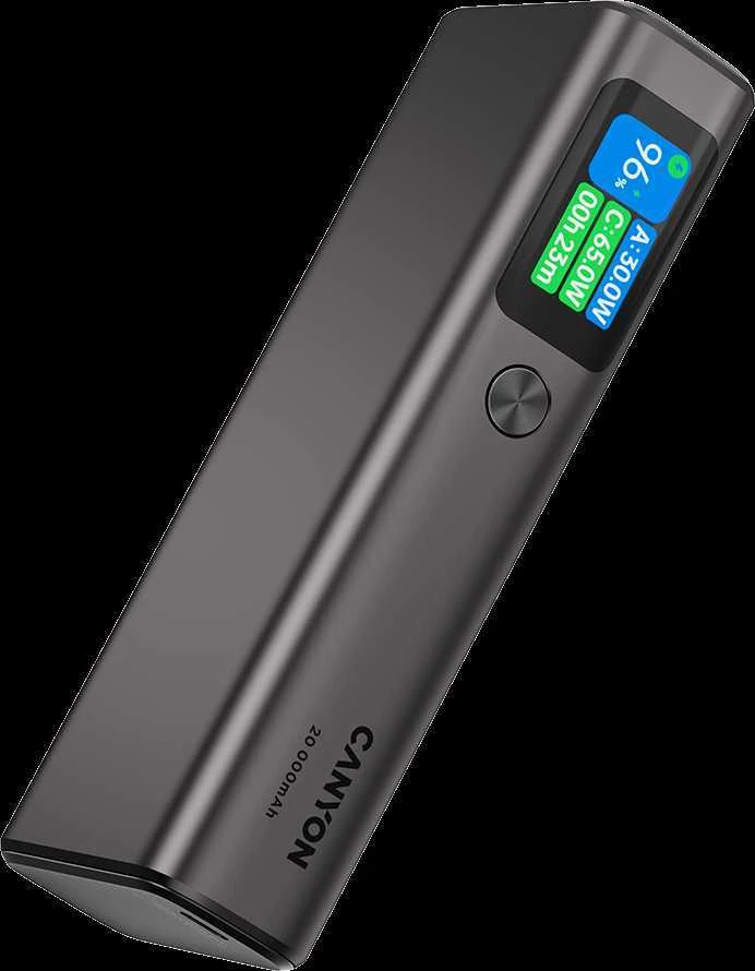 CANYON maitinimo blokas OnPower 230 TFT 20000 mAh PD130W tamsiai pilkas