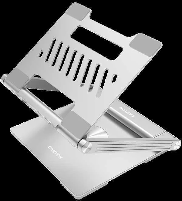 Canyon Nešiojamas kompiuterio stovas su šakotuvu, TYPE C F į HDMI2.0+2USB3.0+USBC3.0+RJ45+PD, TYEP C - C kabelis 1m baltas su Emark: HUSB332A, Medžiaga: Aliuminio korpusas+ABS+PS, Dydis: 245x240x27.2+/-0.3mm, Svoris: 1304g