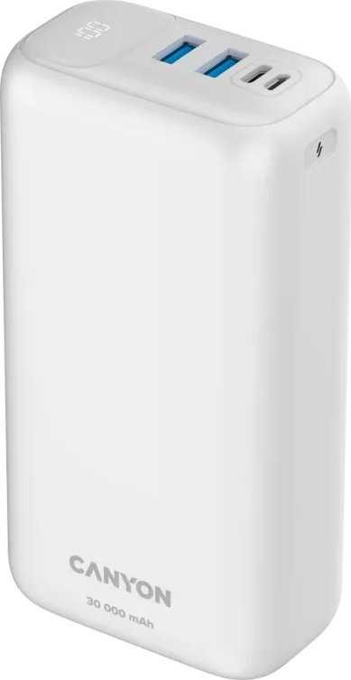 CANYON maitinimo blokas PB-301 LED 30000 mAh PD 20W QC 3.0 baltas