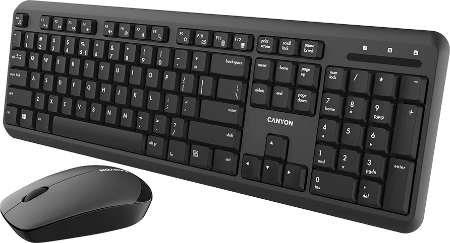 CANYON SET-W20 JK/JAV Klaviatūra ir pelė Velvet Wireless Juodas