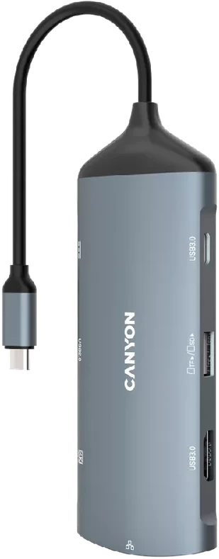 CANYON šakotuvas DS-15 8in1 4k USB-C Tamsiai pilka