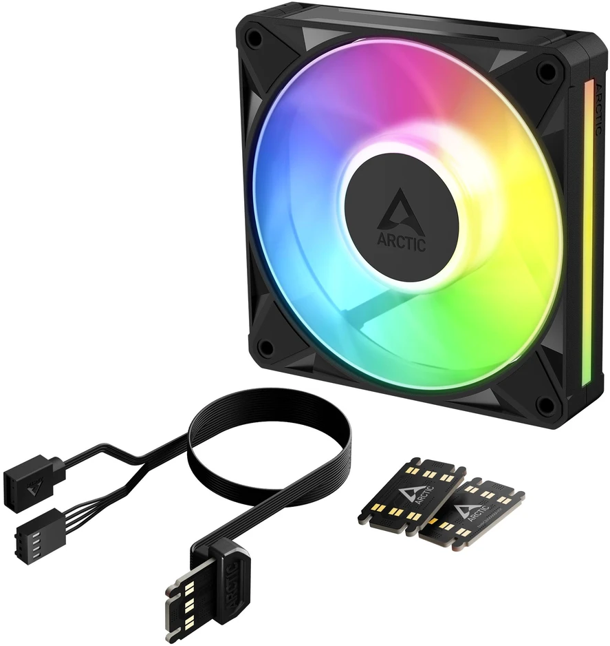 Arctic Cooling ARCTIC BioniX P12 A-RGB 120 mm PWM ventiliatorius su Daisy Chain, ventiliatorius, 12 cm, 450 aps./min., 3000 aps./min., 129 m³/h, juodas