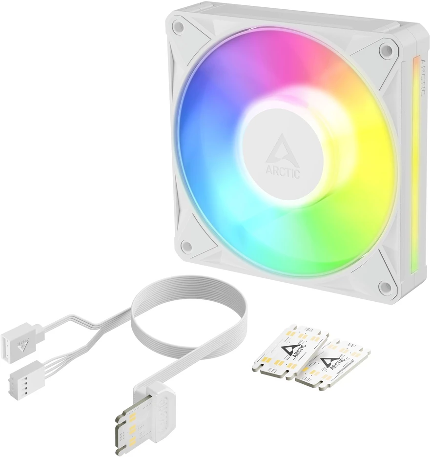 Arctic Cooling ARCTIC BioniX P12 A-RGB (Balta) 120 mm PWM ventiliatorius su Daisy Chain, Ventiliatorius, 12 cm, 450 RPM, 3000 RPM, 129 m³/h, Balta