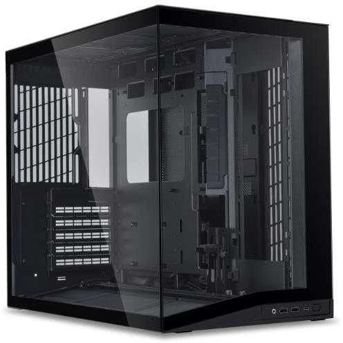 Lian Li O11 Dynamic Mini V2 Flow PC-kompiuterio korpusas, Mini-kompiuterio korpusas, ATX, Tempered Glass – inklusive 5x 120-mm-Lüfter, juodos spalvos