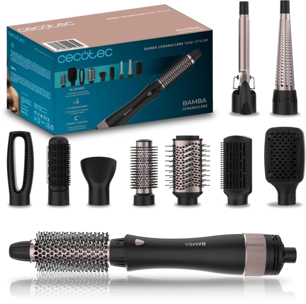 Cecotec Bamba CeramicCare 10in1 Multistyler Warm Juodas Rose 1.6 m