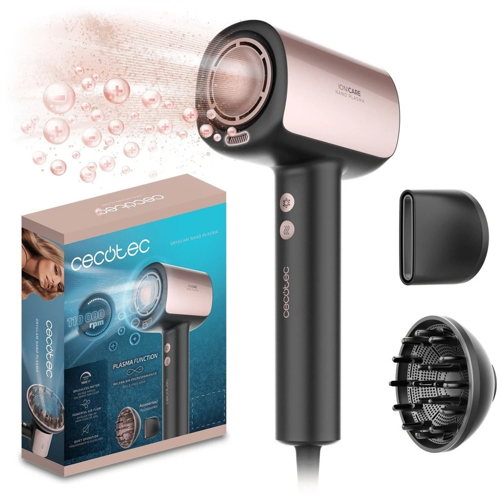 Cecotec DryGlam Nano Plasma Juodas Plaukų džiovintuvas