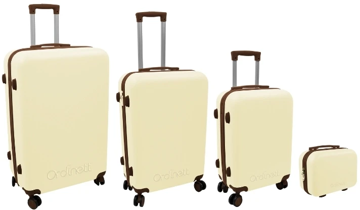 ORDINETT 4 dalių lagaminų rinkinys 98L (48x29x75cm) + 60L (42x25x64cm) + 43L (36x23x56cm) + 15L (24x17x33cm) balta