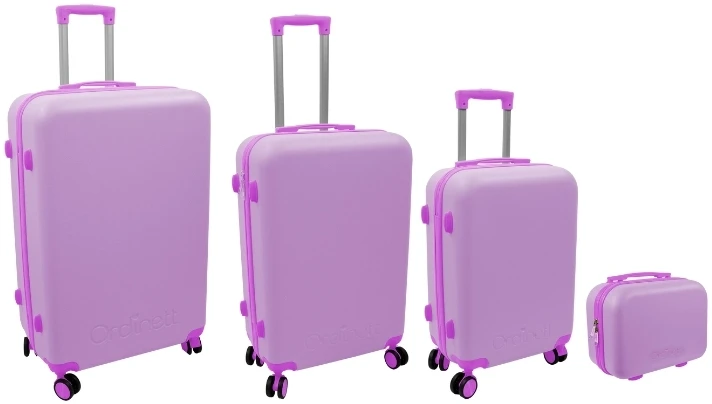 Affek Design ORDINETT Suitcase set of 4 pieces 98L (48x29x75cm) + 60L (42x25x64cm) + 43L ( 36x23x56cm) + 15L (24x17x33cm) pink