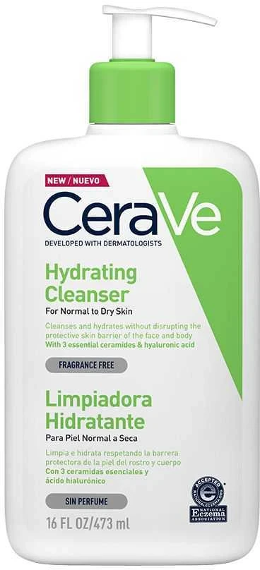 Drėkinamasis veido ir kūno prausiklis normaliai ir sausai odai Cerave Hydrating Cleanser, 473 ml