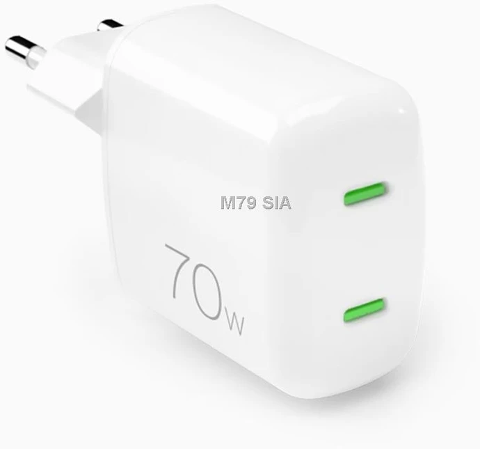 Akyga Įkroviklis Puro GaN 70W 2xUSB-C, baltas