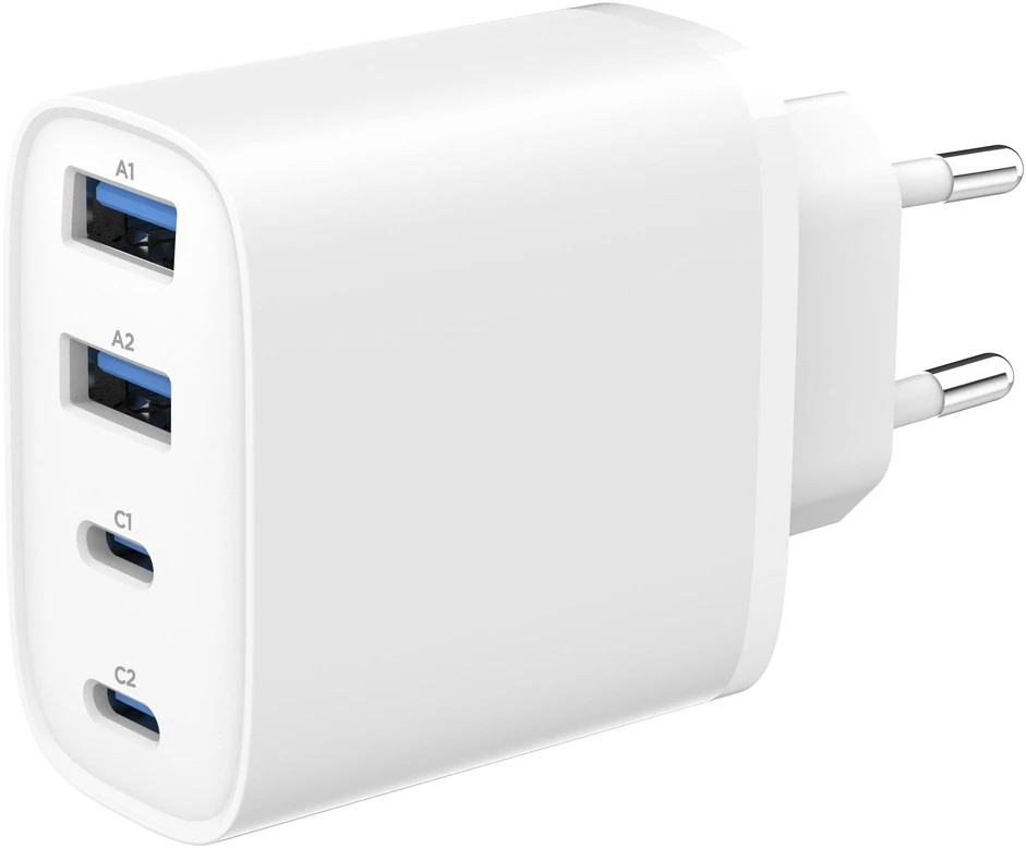 GEMBIRD 4-port 40 W GaN USB PowerDelivery fast charger baltas