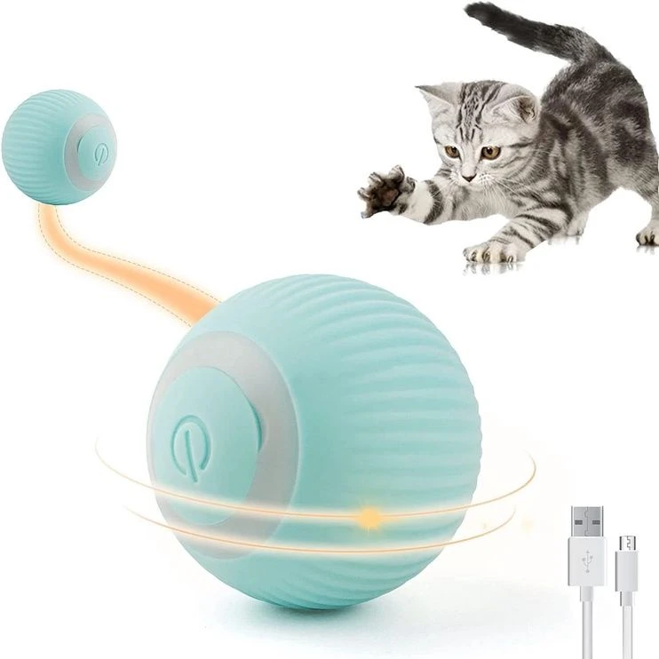 Dėklas iLike Vigo iBL Interaktīvā Pet Rotaļlieta rullējošā bumba 4.3cm ar automātisku kustību / Nakts LED USB-C uzlādējama Zaļš