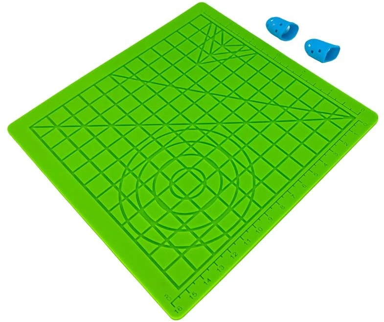 Dėklas iLike S2 Silikona Pade (18x18cm) drošai 3D drukas pildspalvas lietošanai + 2 pirkstu aizsargi Zaļš