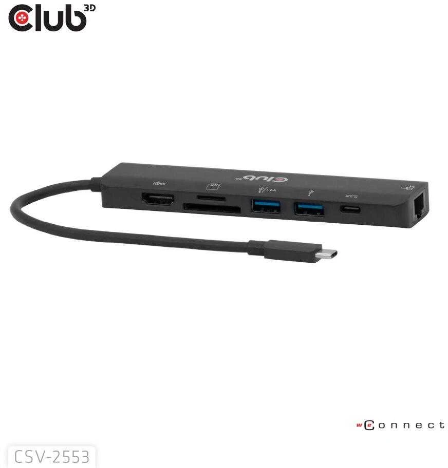 Club 3D CSV-2553 juodas USB-C adapteris su jungtimis