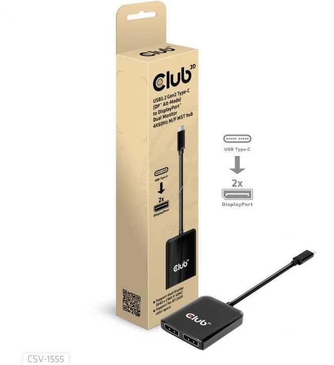 Club 3D CLUB3D CSV-1555 šakotuvas MST USB-C su 2x DISplayPort