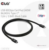 Kabelis USB Club 3D USB-C - USB-C 1 m Juodas (CAC-1570)