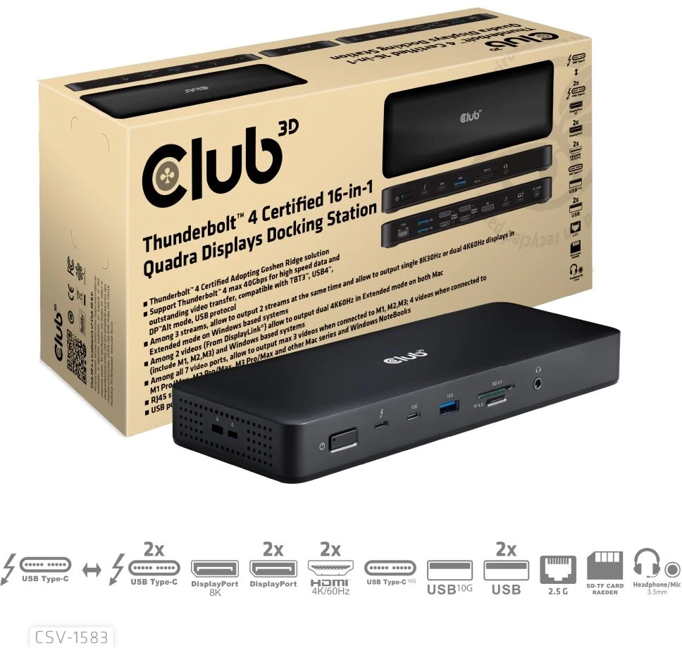 Stacja/replikator Club 3D 16w1 Thunderbolt 4 (CSV-1583)
