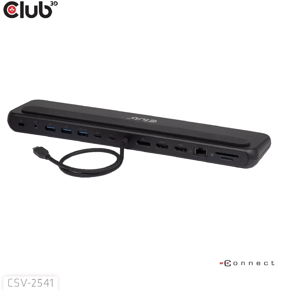 „Club 3D“ „Club3D“ USB-C prijungimo stotelė 12v1, 2xHDMI, 1xDP, 2xUSB-C, 3xUSB, 1xRJ45, 1x3,5 mm, juoda