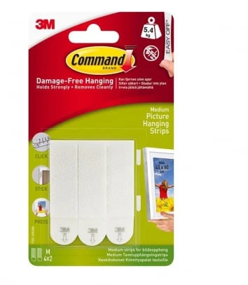 3M Command T17201C paveikslų pakabinimo juostelės. 4 poros.