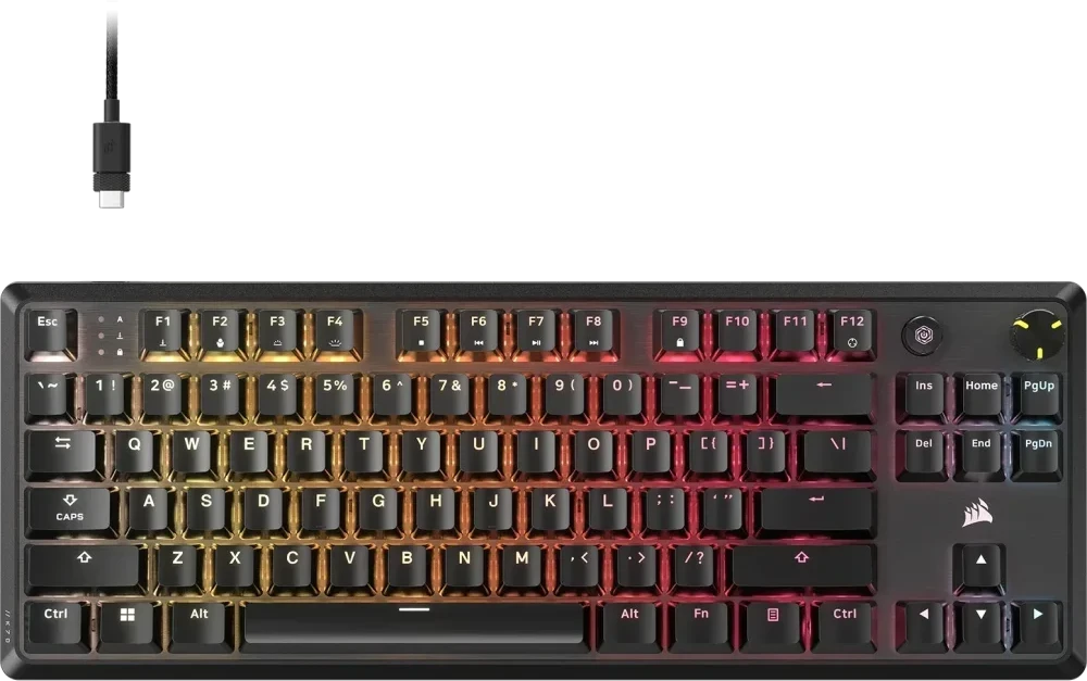 Corsair Microsystems CORSAIR K70 CORE TKL Tenkeyless Mechanical Gaming Keyboard RGB LED pašvietimas CORSAIR MLX Raudonas Juodas Juodas ABS DS Keycaps